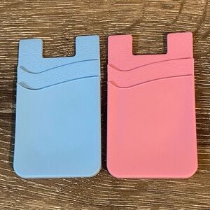 Silicone Stick-On Card Wallet for Phones - Blue & Pink Set of 2 NEW!